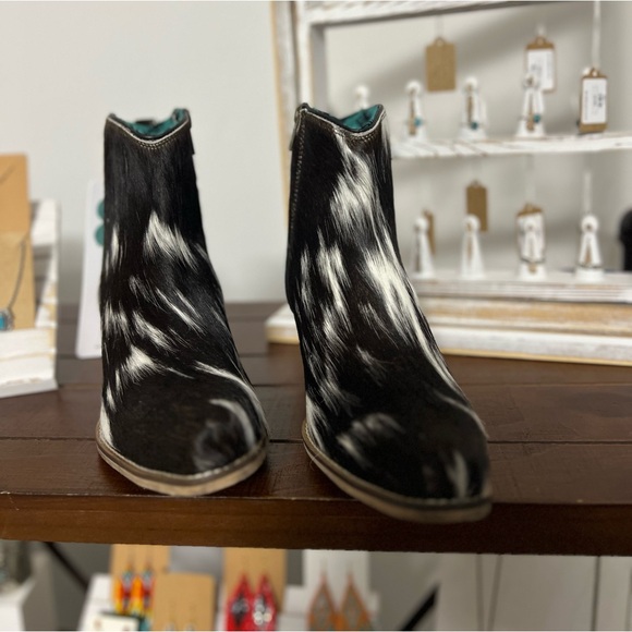 NEW Turquoise Tooled Leather Genuine Hide-on Women Bootie Cowboy Boot Western - Picture 6 of 16